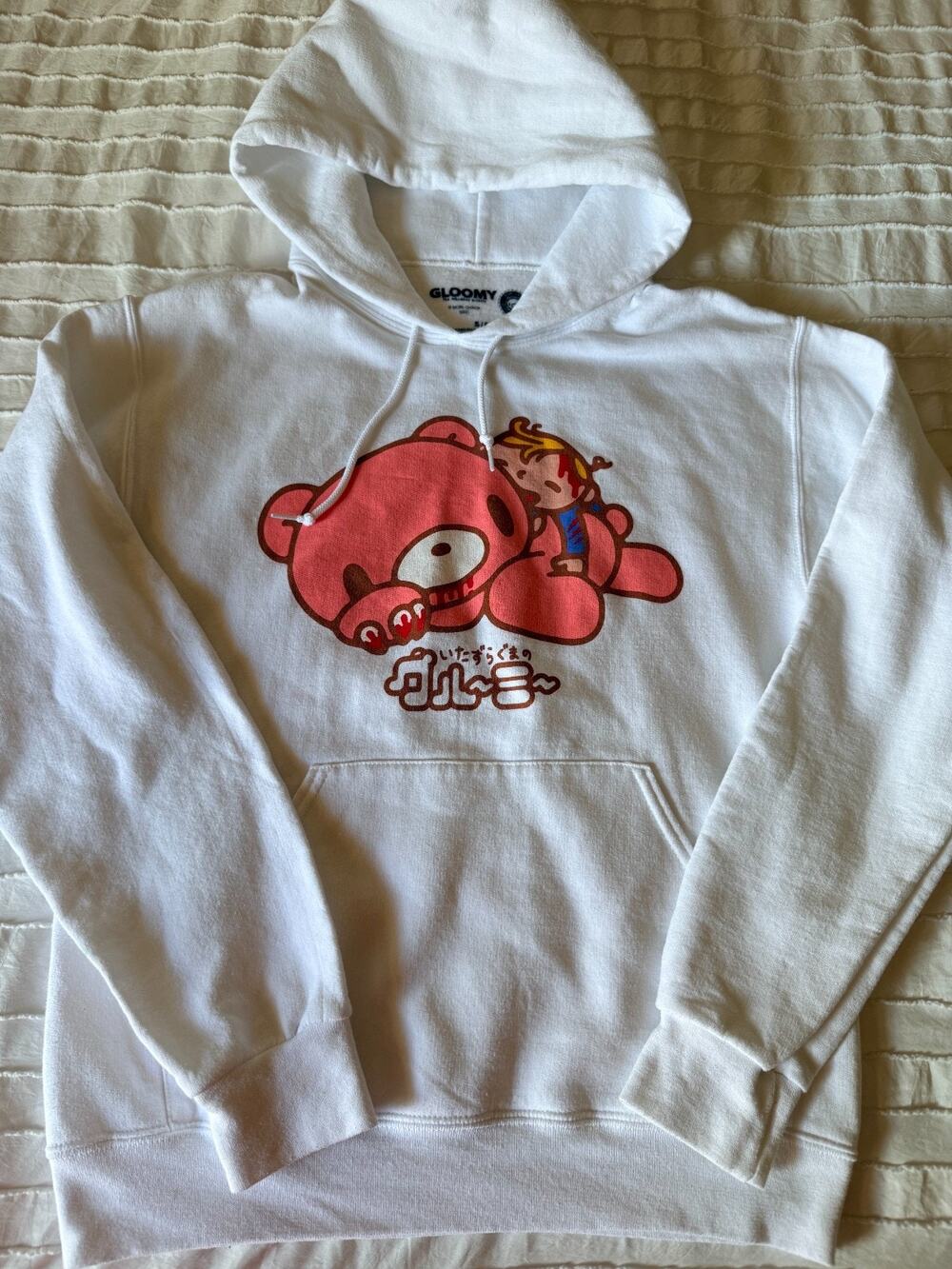 Gloomy Bear Hoodie Small White Mori Chack Japanese Anime Graphic Pullover S